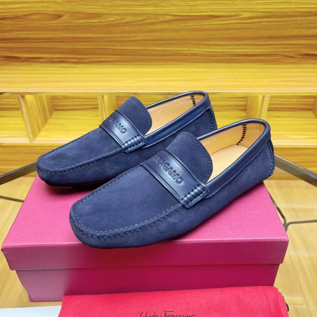 Men's shoes💰560 Ferragamo High-end quality🔥 Dark blue cow suede➕Cow leather lining Size 38-45